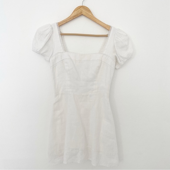 Reformation Dresses & Skirts - Reformation white linen lace mini dress size 4